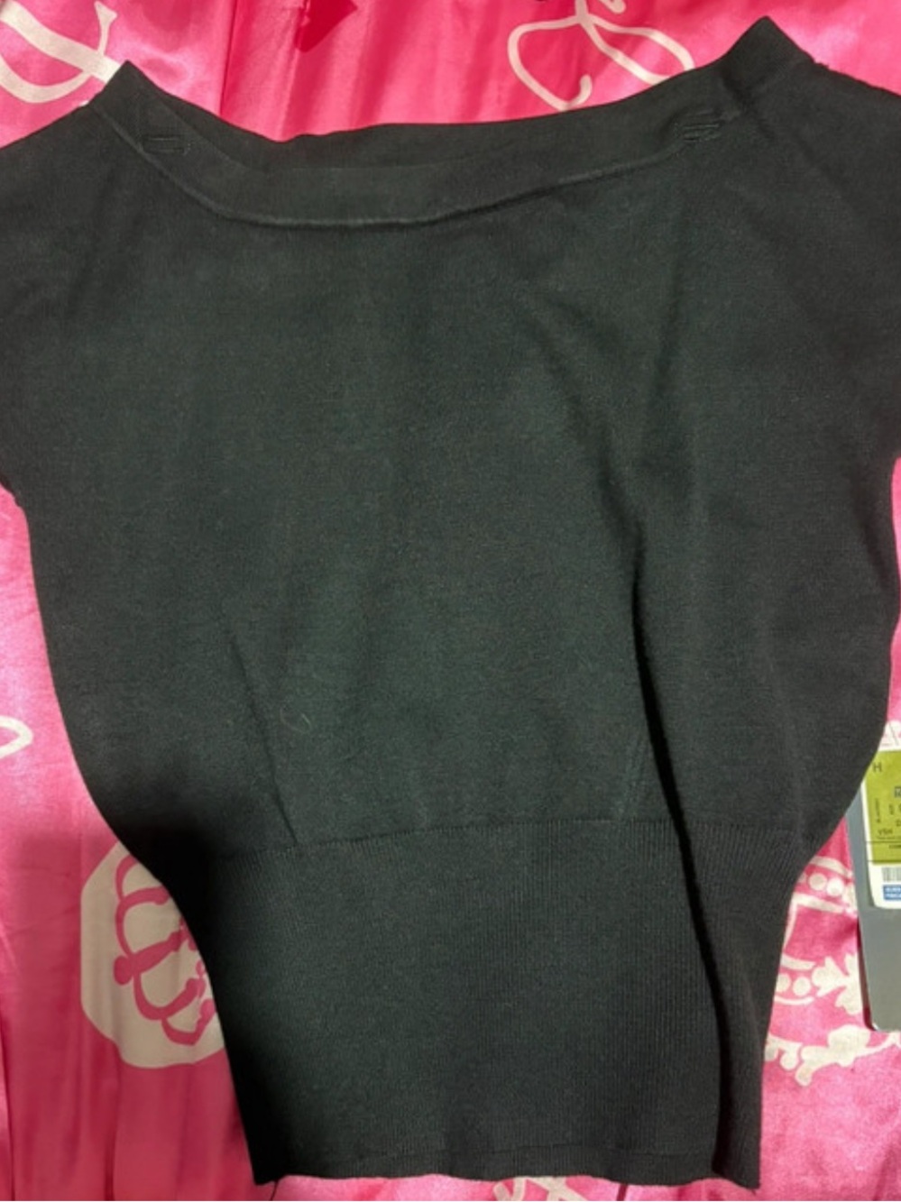 Black Off-the-Shoulder Knit Top AND Leggings - Unbranded